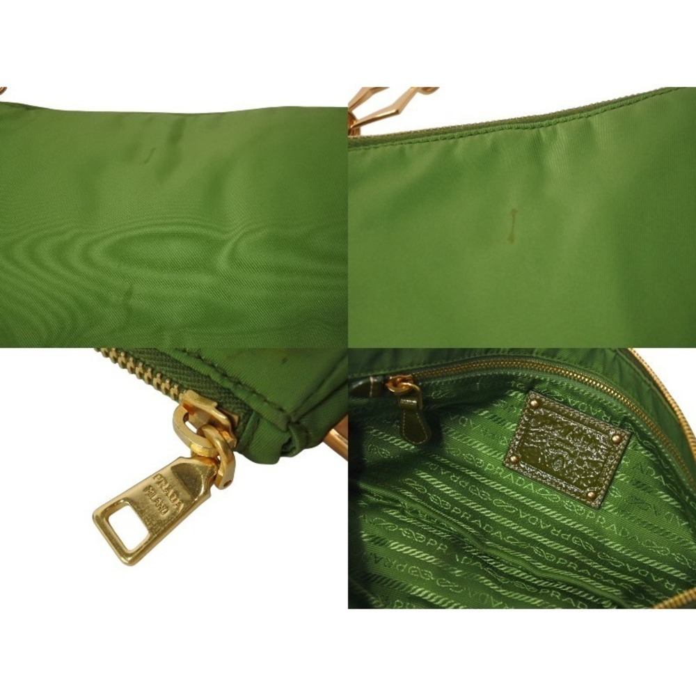PRADA TESSUTO PIETRE CLUTCH BAG Jeweled Chain Shoulder Green - Picture 9 of 10